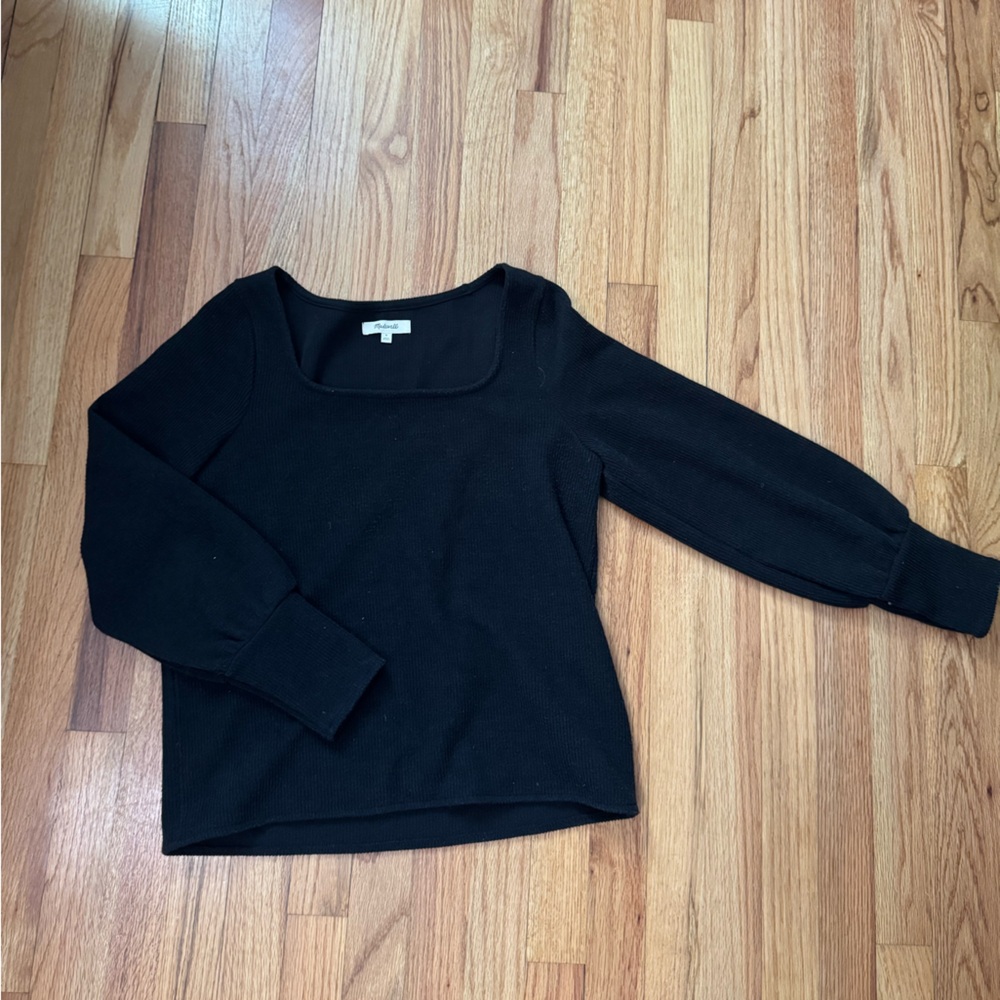 Madewell ribbed cropped Squareneck sweater
